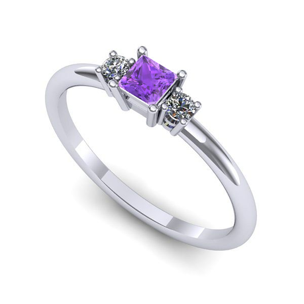 Inel logodna din aur alb cu ametist