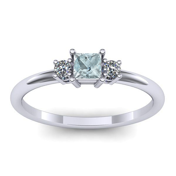 Inel cu aquamarin patrat