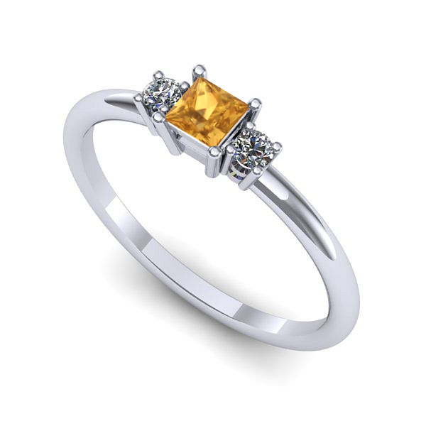 Inel de logodna din aur alb cu citrin