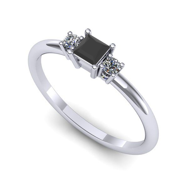 Inel din aur alb cu diamant negru