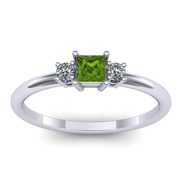 Inel de logodna cu peridot patrat