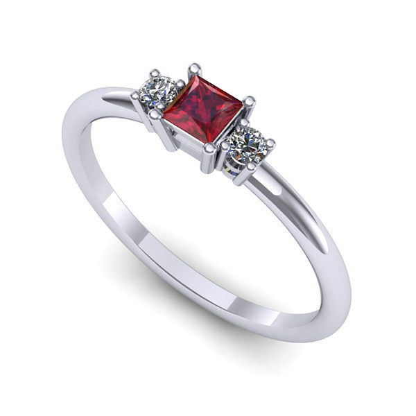 Inel logodna din aur alb cu rubin