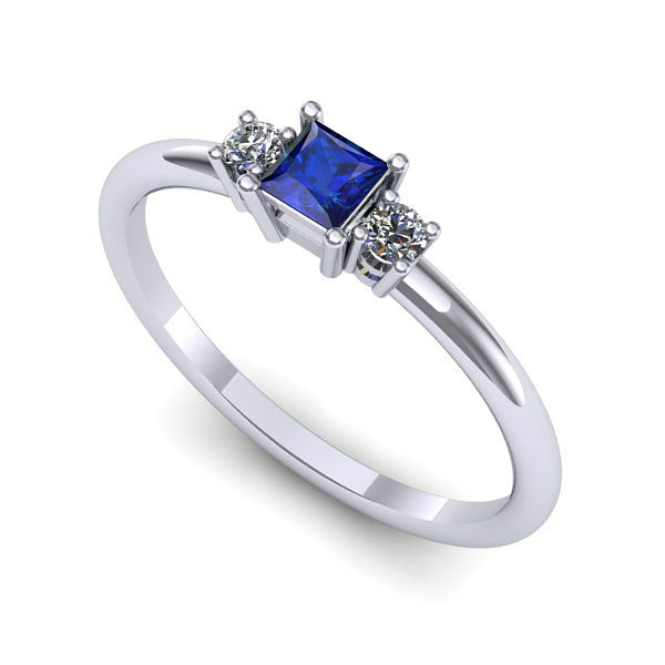 Inel din aur alb cu safir