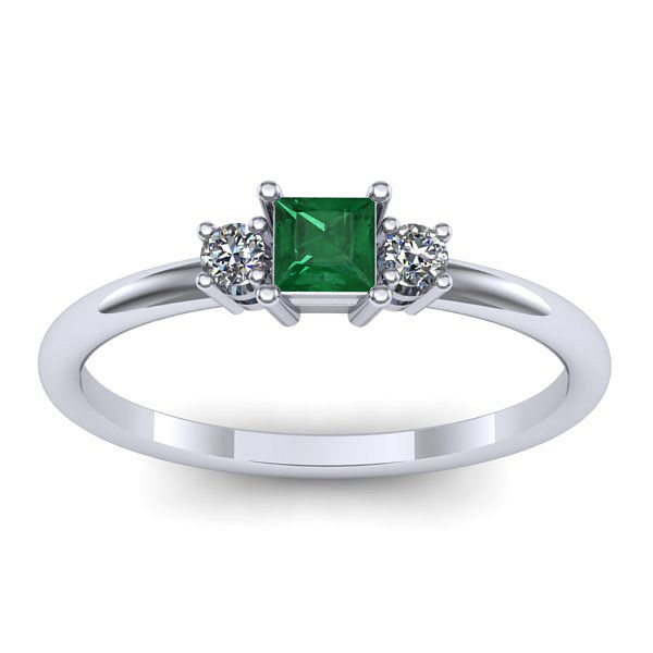 Inel cu smarald patrat