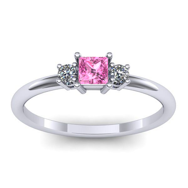 Inel de logodna cu safir roz patrat