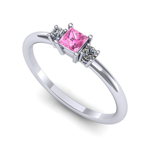 Inel din aur alb cu safir roz