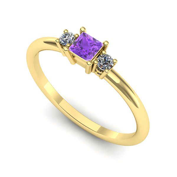 Inel de logodna din aur galben cu ametist