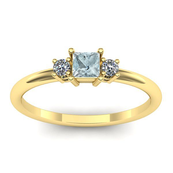 Inel de logodna cu aquamarin patrat