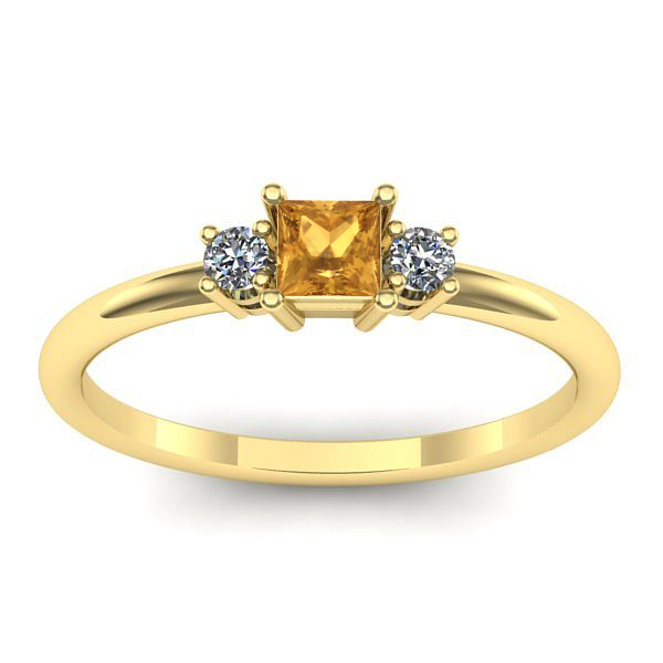 Inel logodna cu citrin patrat