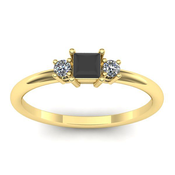 Inel logodna cu diamant negru patrat