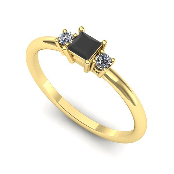 Inel din aur galben cu diamant negru