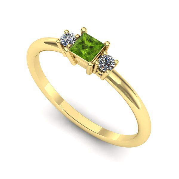 Inel logodna din aur galben cu peridot