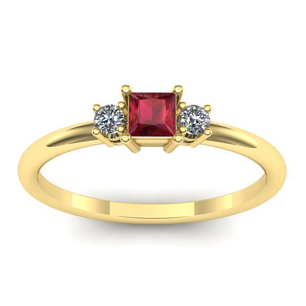 Inel de logodna cu rubin patrat