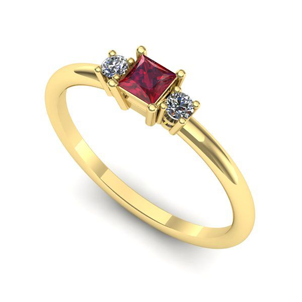 Inel logodna din aur galben cu rubin