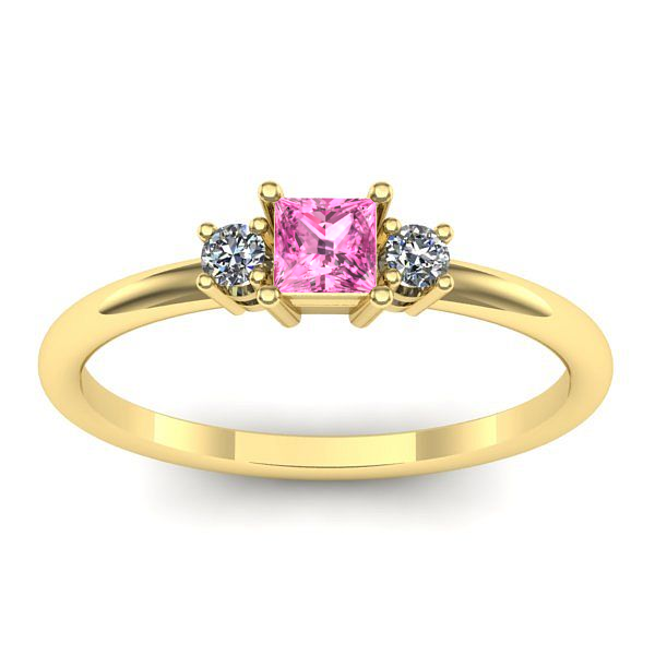 Inel logodna cu safir roz patrat