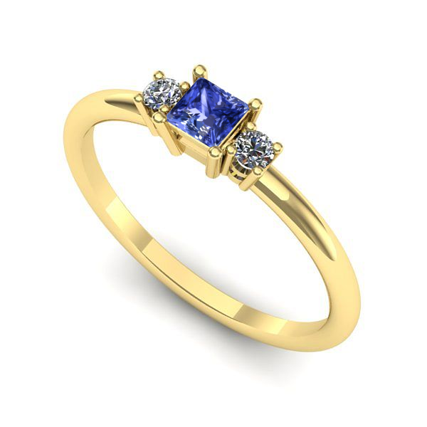 Inel de logodna din aur galben cu tanzanit