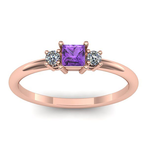 Inel cu ametist patrat