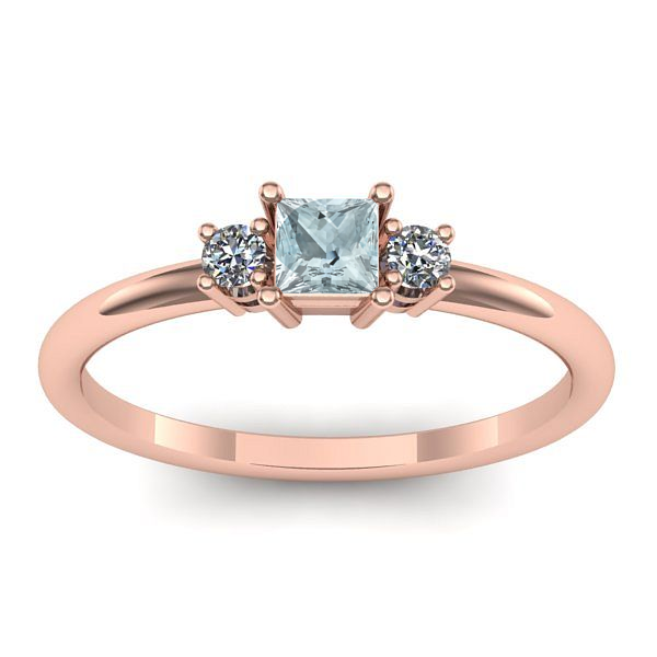 Inel logodna cu aquamarin patrat