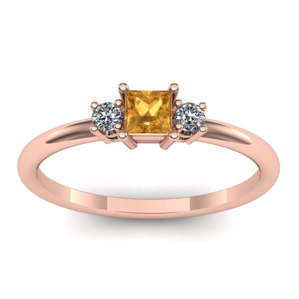 Inel de logodna cu citrin patrat