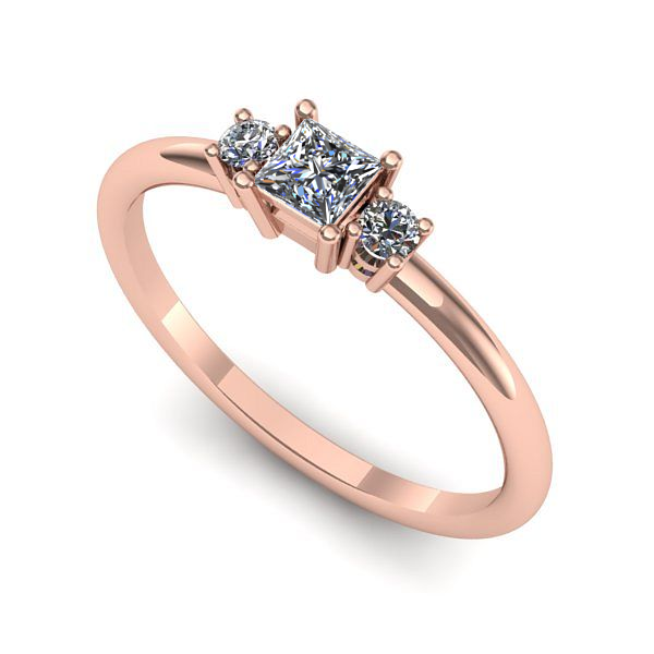 Inel din aur roz cu diamant