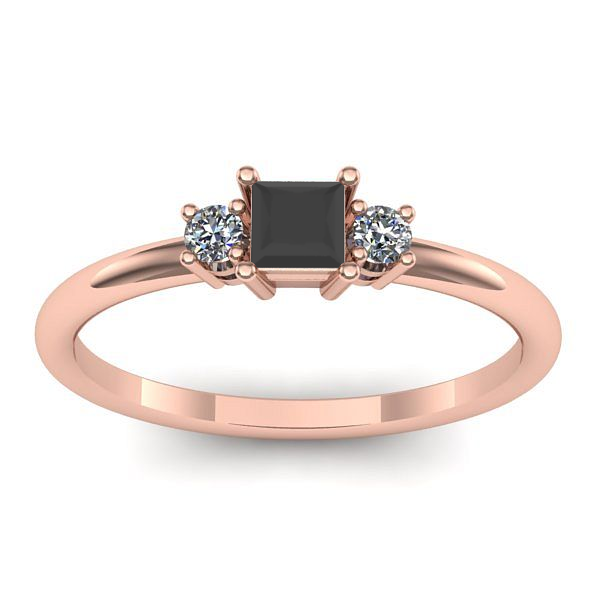 Inel de logodna cu diamant negru patrat