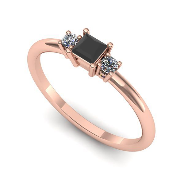 Inel de logodna din aur roz cu diamant negru