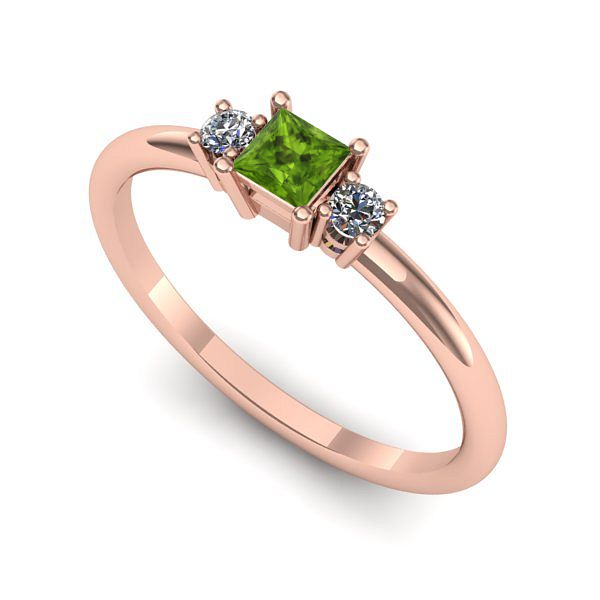 Inel din aur roz cu peridot