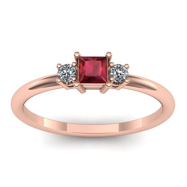 Inel cu rubin patrat