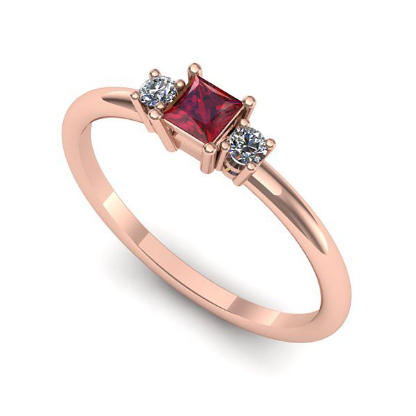 Inel logodna din aur roz cu rubin