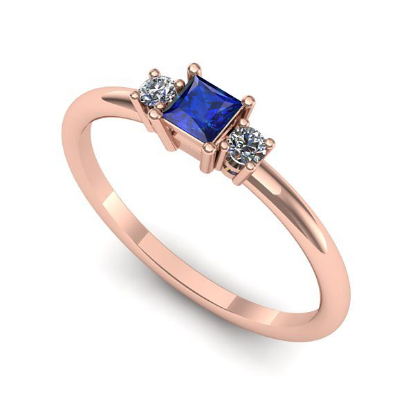 Inel logodna din aur roz cu safir