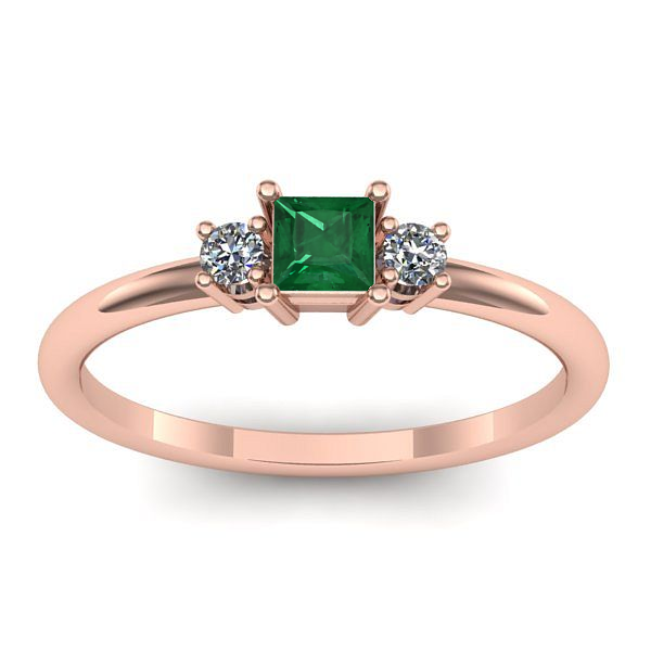 Inel cu smarald patrat