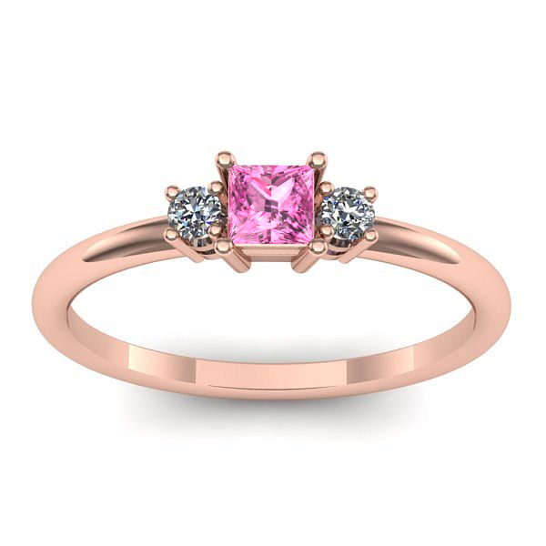 Inel logodna cu safir roz patrat