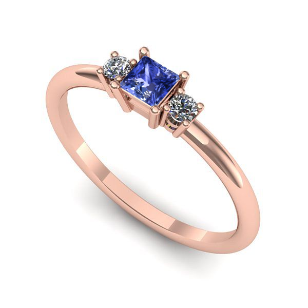 Inel de logodna din aur roz cu tanzanit