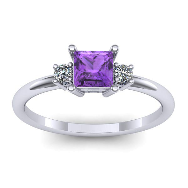 Inel de logodna cu ametist patrat