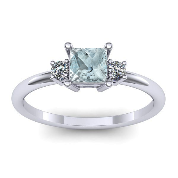 Inel logodna cu aquamarin patrat