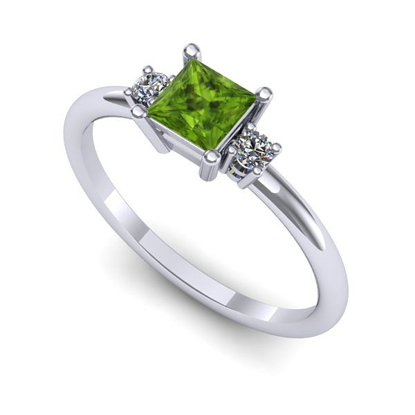 Inel din aur alb cu peridot