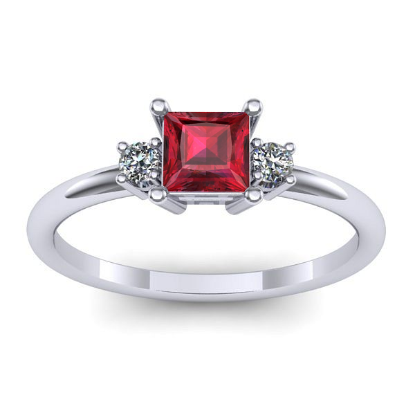 Inel de logodna cu rubin patrat