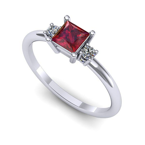 Inel logodna din aur alb cu rubin