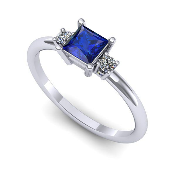 Inel de logodna din aur alb cu safir