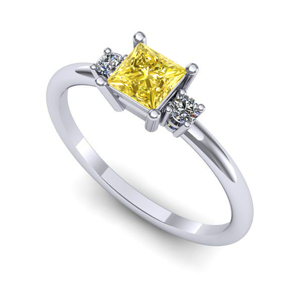 Inel din aur alb cu safir galben