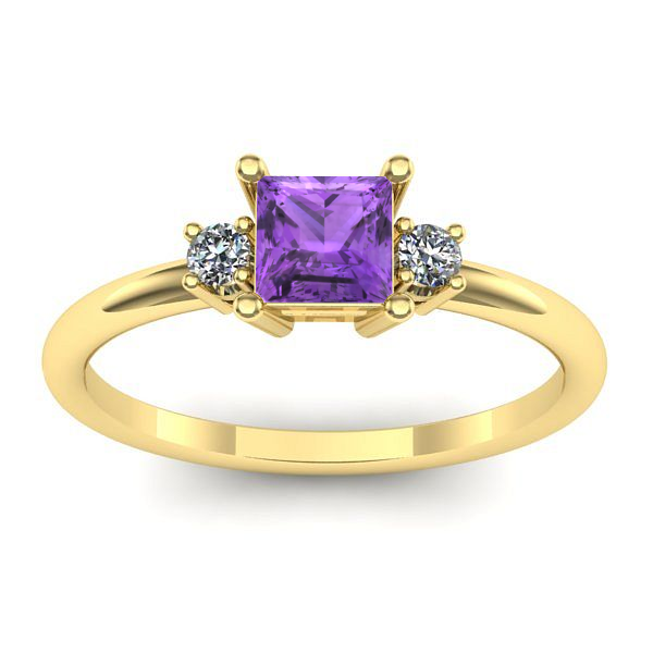 Inel cu ametist patrat