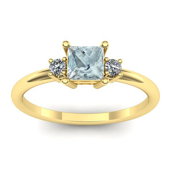 Inel de logodna cu aquamarin patrat