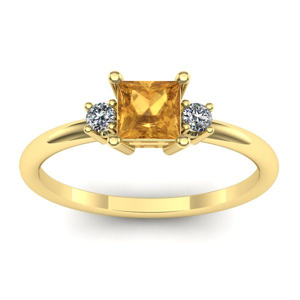 Inel cu citrin patrat