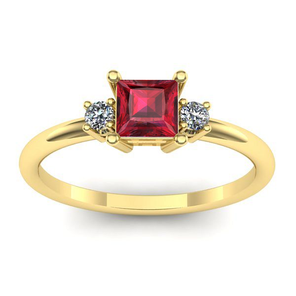 Inel logodna cu rubin patrat
