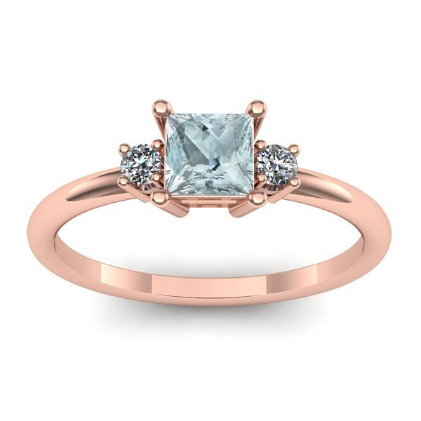 Inel cu aquamarin patrat