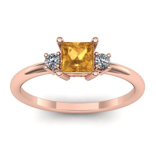 Inel logodna cu citrin patrat