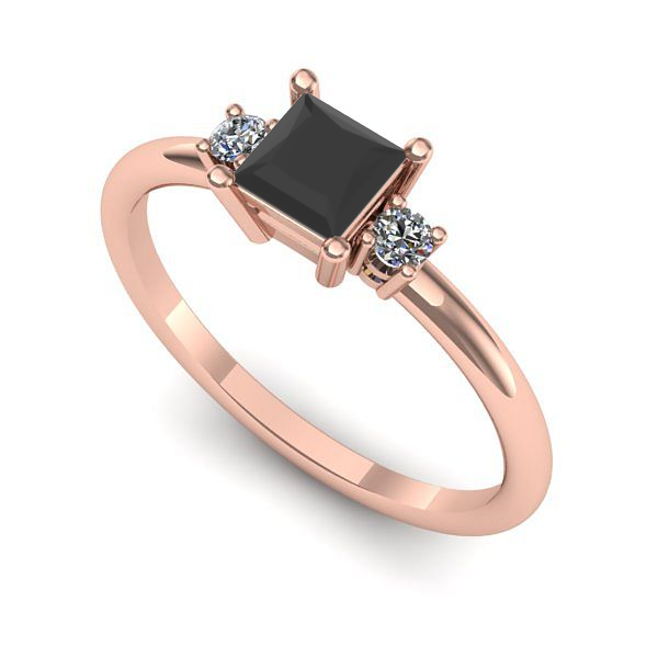 Inel logodna din aur roz cu diamant negru