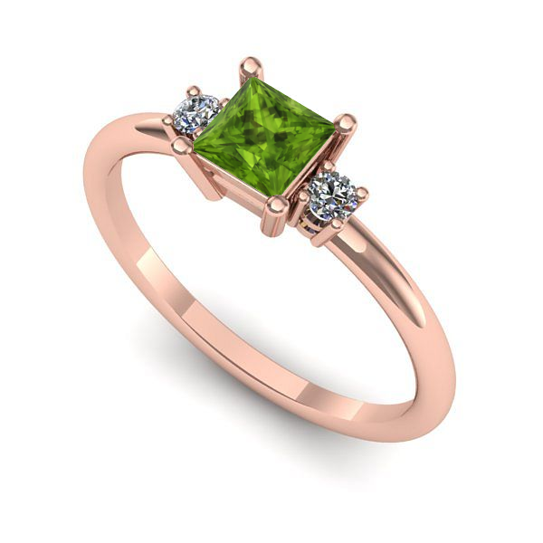 Inel logodna din aur roz cu peridot