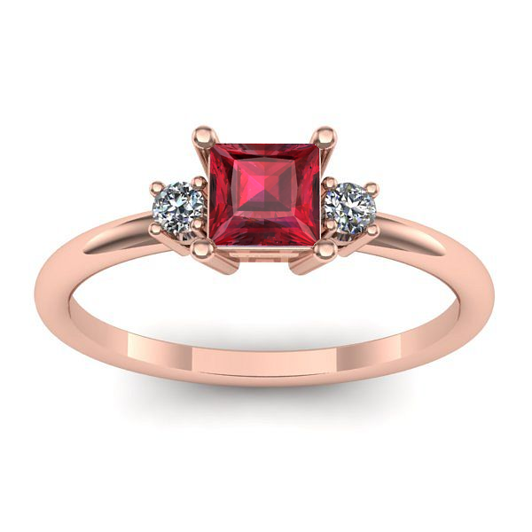 Inel de logodna cu rubin patrat