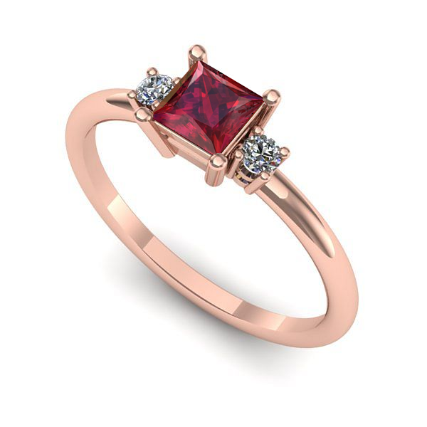 Inel logodna din aur roz cu rubin